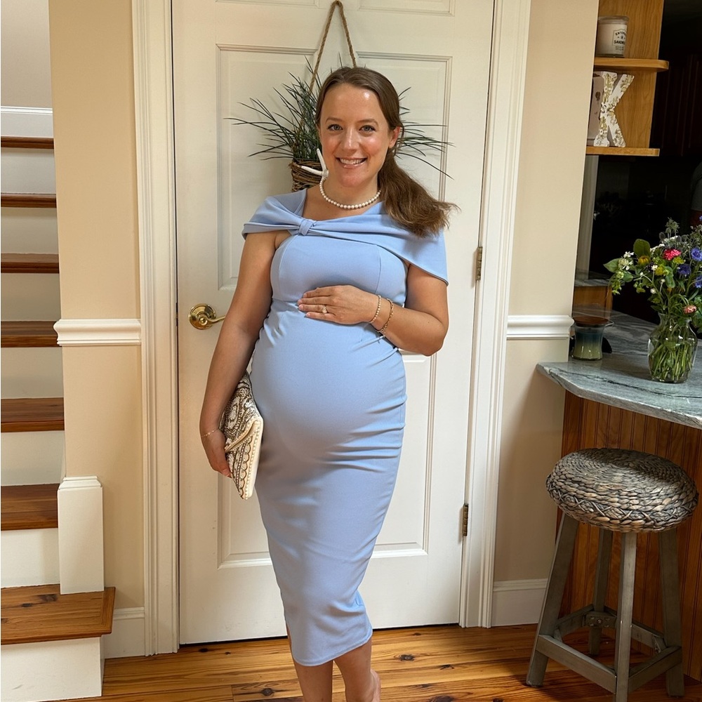 Club L London One Shoulder Light Blue Maternity Dress